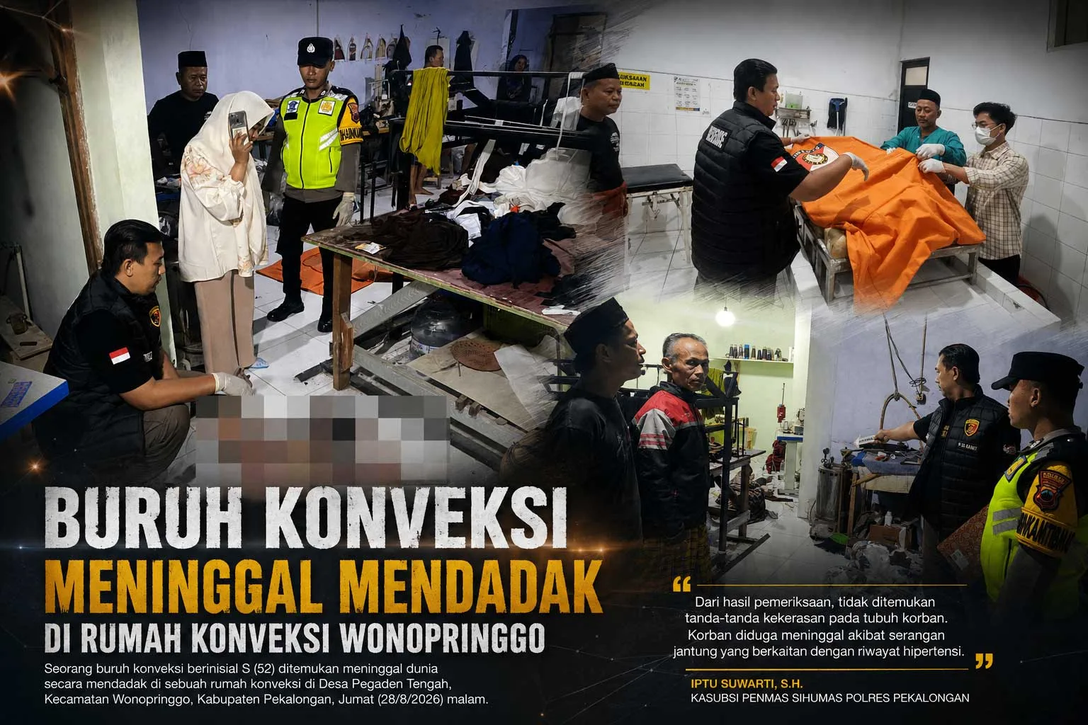 Buruh Konveksi Mendadak Tewas Saat Tidur, Tubuh Sudah Kaku
