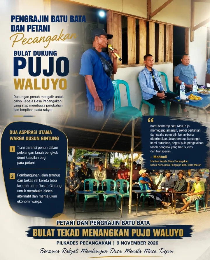 Pengrajin Batu Bata dan Petani Pecangakan Bulat Dukung Pujo Waluyo
