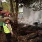 limbah kayu pinus TPK Kajen terbakar