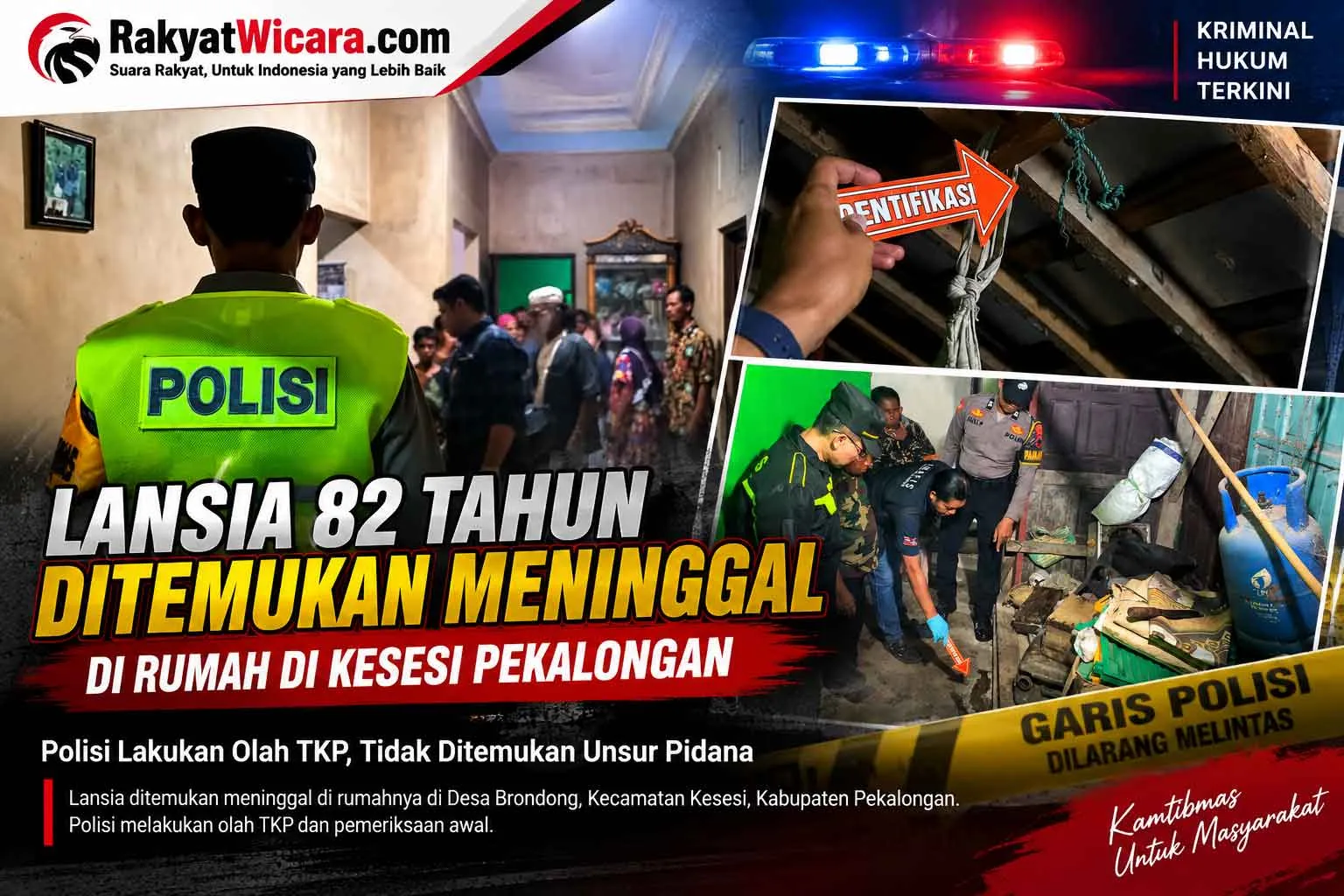 Lansia 82 Tahun Ditemukan Meninggal di Rumah di Kesesi Pekalongan