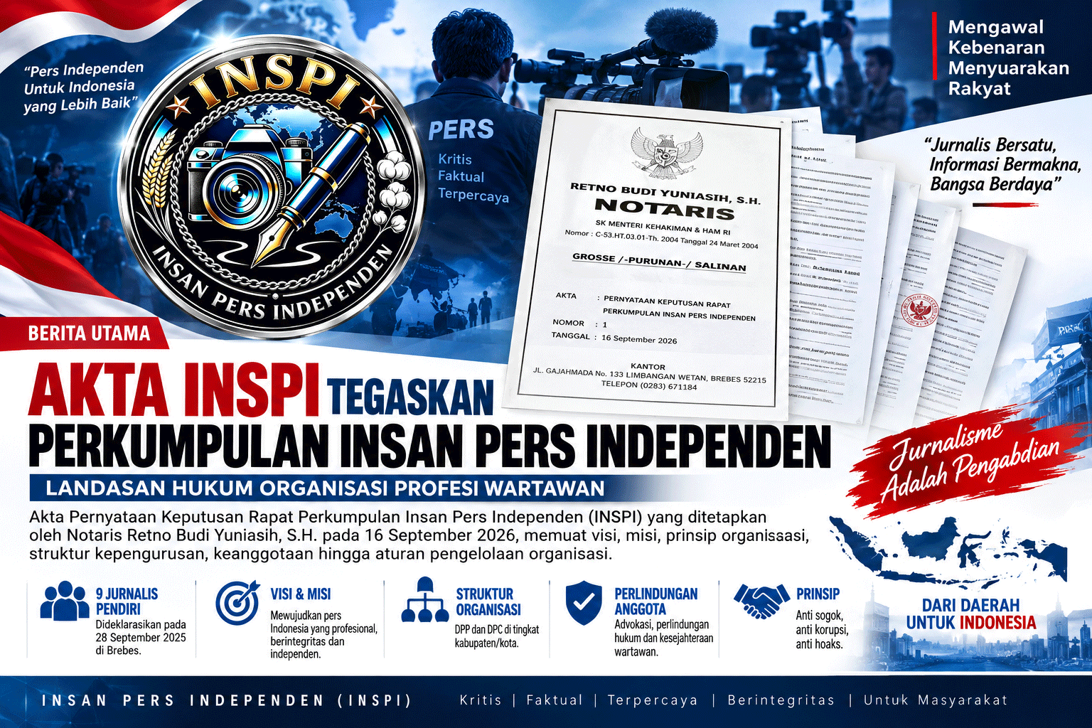 Menteri Hukum Setujui Perubahan Perkumpulan Insan Pers Independen (INSPI)