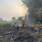 Petugas memadamkan kebakaran lahan kosong di Kajen Kabupaten Pekalongan