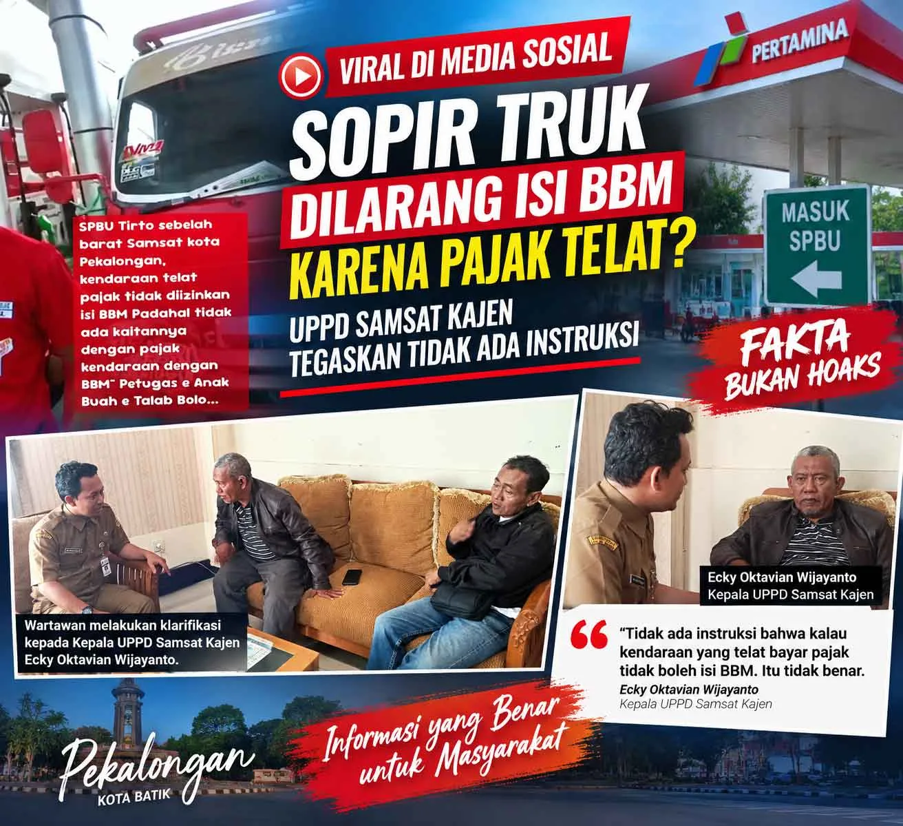 Sopir Truk Dilarang Isi BBM karena Pajak Telat ? UPPD Samsat Kajen Beri Klarifikasi
